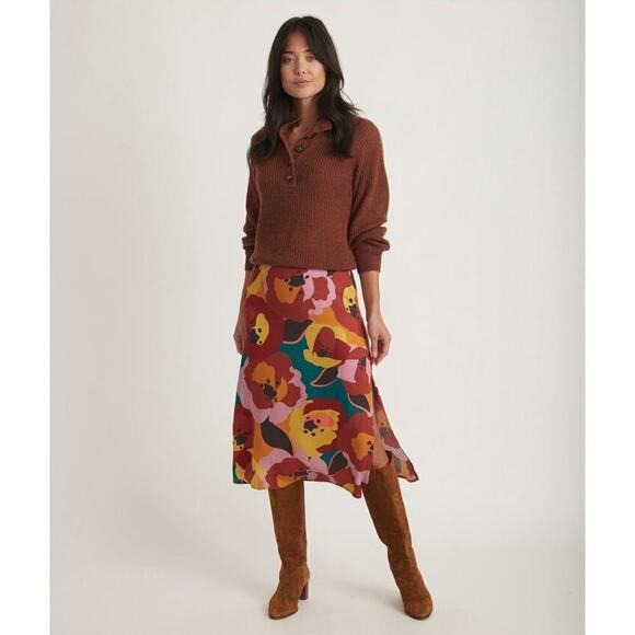 Marine Layer Ryan Skirt Lightweight Slip Midi Exploded Floral Multicolor NWT 8 - Picture 3 of 10